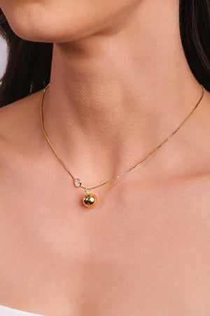 Choker Veneziana Bola Lisa e Ponto de Luz Cristal Banhado a Ouro 18K