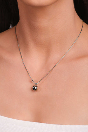 Choker Veneziana Bola Lisa e Ponto de Luz Cristal Ródio Branco
