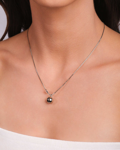 Choker Veneziana Bola Lisa e Ponto de Luz Cristal Ródio Branco - 35 cm