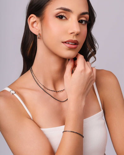 Choker Plaquinhas Lisas 3 mm Ródio Branco - 35 cm