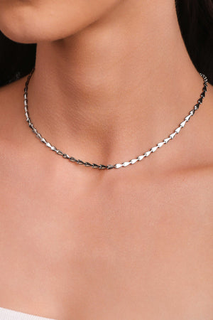 Choker Plaquinhas Lisas Ródio Branco