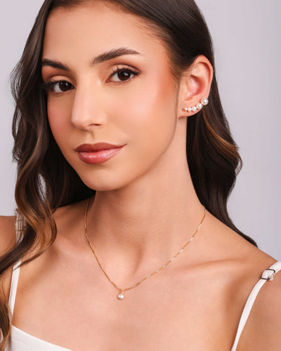 Colar Veneziana Pérola 5 mm Banhado a Ouro 18K - 40 cm