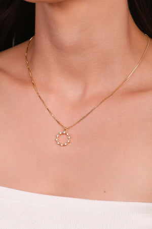 Gargantilha Veneziana Círculo Pontos de Luz Cristal Banhado a Ouro 18K - 40 cm