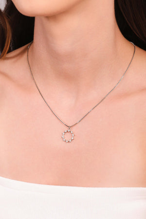 Gargantilha Veneziana Círculo Pontos de Luz Cristal Ródio Branco - 40 cm