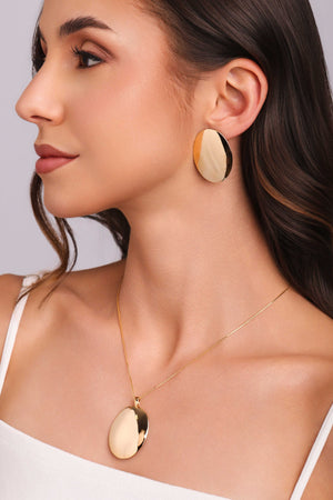 Gargantilha Veneziana Oval Liso 3.7 cm Banhado a Ouro 18K - 45 cm