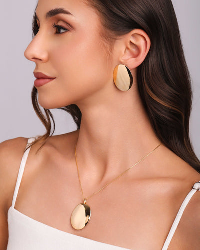 Colar Veneziana Oval Liso 3.7 cm Banhado a Ouro 18K - 45 cm