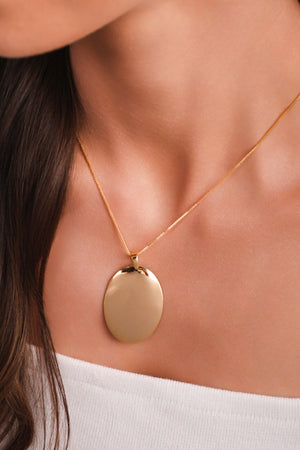 Gargantilha Veneziana Oval Liso 3.7 cm Banhado a Ouro 18K - 45 cm