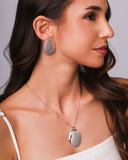 Gargantilha Veneziana Oval Liso 3.7 cm  Ródio Branco - 45 cm