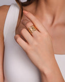 Anel Ajustável Vazado Liso Tamanho M Banhado a Ouro 18K