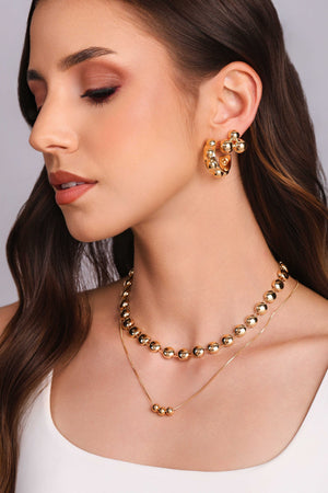 Brinco Três Bolas Lisas Banhado a Ouro 18K