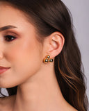 Brinco Três Bolas Lisas Banhado a Ouro 18K