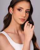Ear Cuff Trio Oval Liso Ródio Branco