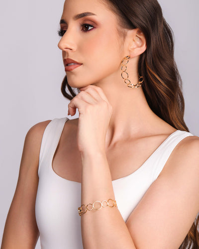 Brinco Argola Círculos 5,2 cm Banhado a Ouro 18K
