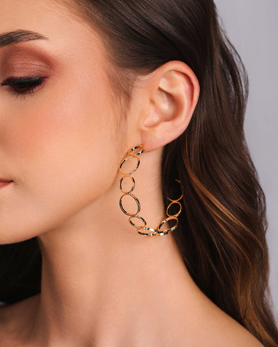 Brinco Argola Círculos 5,2 cm Banhado a Ouro 18K