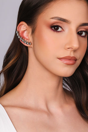 Ear Cuff Gotas Lisas Ródio Branco