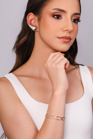 Ear Cuff Gota Lisa Ródio Branco