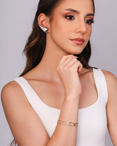 Ear Cuff Gota Lisa Ródio Branco