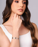 Bracelete Três Filetes Lisos 10 mm Ródio Branco