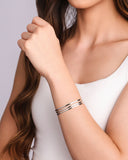Bracelete Três Filetes Lisos 10 mm Ródio Branco