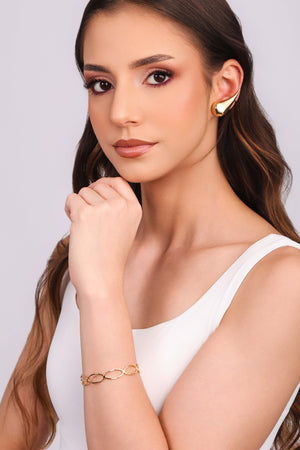 Bracelete Elíptico 9 mm Banhado a Ouro 18K