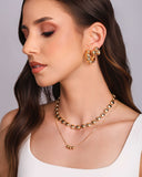Choker Bolas Achatadas Lisas Banhado a Ouro 18K
