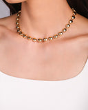 Choker Bolas Achatadas Lisas Banhado a Ouro 18K