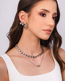 Choker Bolas Achatadas Lisas Ródio Branco