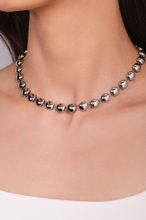 Choker Bolas Achatadas Lisas Ródio Branco