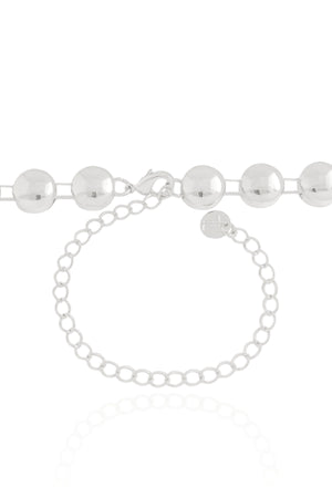 Choker Bolas Achatadas Lisas Ródio Branco