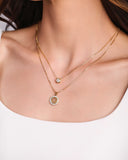 Gargantilha Dupla Veneziana Cruz e Ponto de Luz Cristal Banhado a Ouro 18K