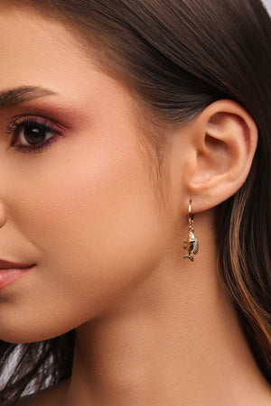 Brinco Argola Click Peixe 3.0 cm Banhado a Ouro 18K