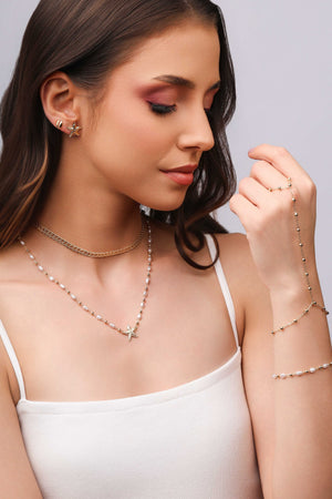 Pulseira Pérolas Barroca 3 mm Banhado a Ouro 18K