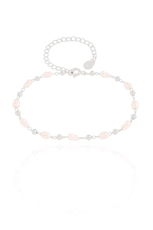 Pulseira Pérolas Barroca 3 mm Ródio Branco