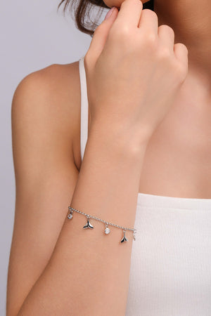 Pulseira Elos Caudas de Sereia Pontos de Luz Cristal Ródio Branco