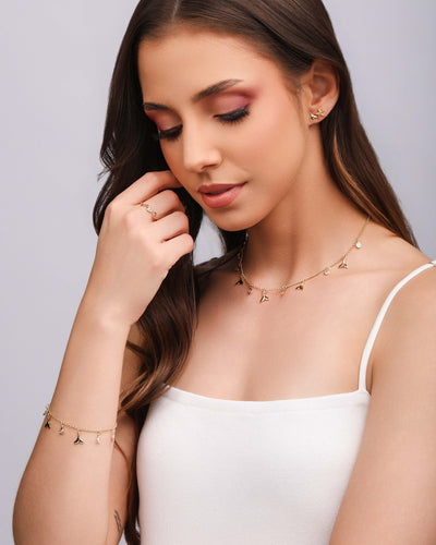 Choker Elos Caudas de Sereia Pontos de Luz Cristal Banhado a Ouro 18K - 35 cm