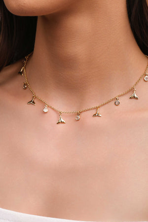 Choker Elos Caudas de Sereia Pontos de Luz Cristal Banhado a Ouro 18K