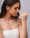 Choker Elos Caudas de Sereia Pontos de Luz Cristal Ródio Branco