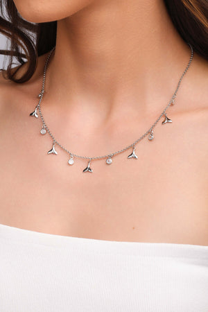 Choker Elos Caudas de Sereia Pontos de Luz Cristal Ródio Branco