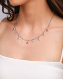 Choker Elos Caudas de Sereia Pontos de Luz Cristal Ródio Branco