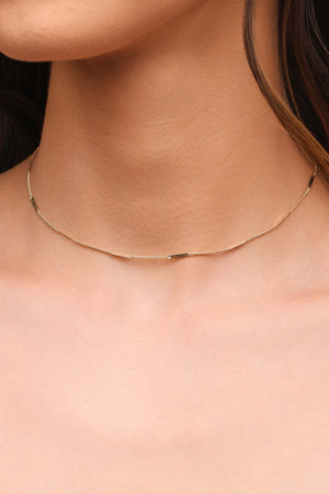 Choker Grumet Plaquinhas Achatadas 2 mm Banhado a Ouro 18K