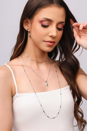 Choker Grumet Plaquinhas Achatadas 2 mm Ródio Branco
