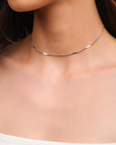Choker Grumet Plaquinhas Achatadas 2 mm Ródio Branco