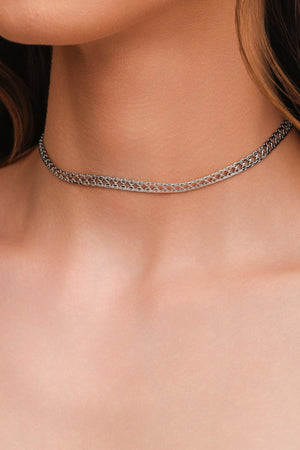 Choker Chinesca 5 mm Ródio Branco