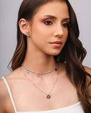 Choker Bolinhas e Medalhas Lisas Ródio Branco
