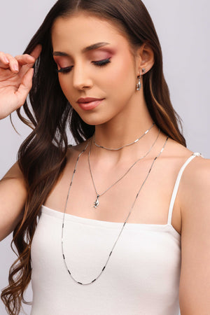 Gargantilha Veneziana Peixe 8 mm Ródio Branco - 45 cm