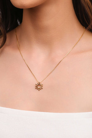 Gargantilha Veneziana Sol Vazado Banhado a Ouro 18K - 45 cm