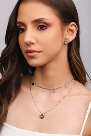 Gargantilha Veneziana Sol Vazado Ródio Branco - 45 cm