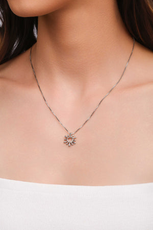 Gargantilha Veneziana Sol Vazado Ródio Branco - 45 cm