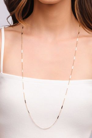 Gargantilha Longa Grumet Plaquinhas Achatadas Banhado a Ouro 18K - 80 cm