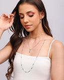 Gargantilha Longa Grumet Plaquinhas Achatadas Ródio Branco - 80 cm